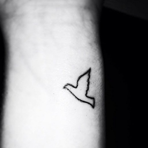 Simple Dove Tattoo On Left Wrist