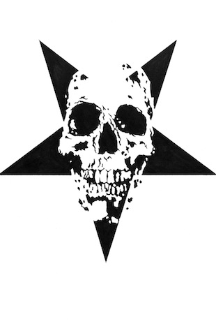 Skull In Black Star Tattoo Design