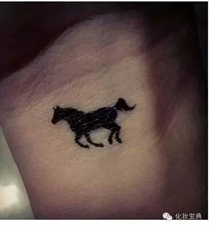 Small Black Silhouette Running Horse Tattoo On Wrist