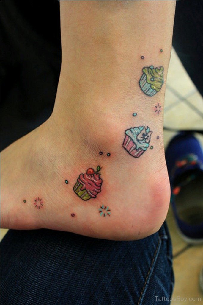 Small Cupcake Tattoos On  Ankle