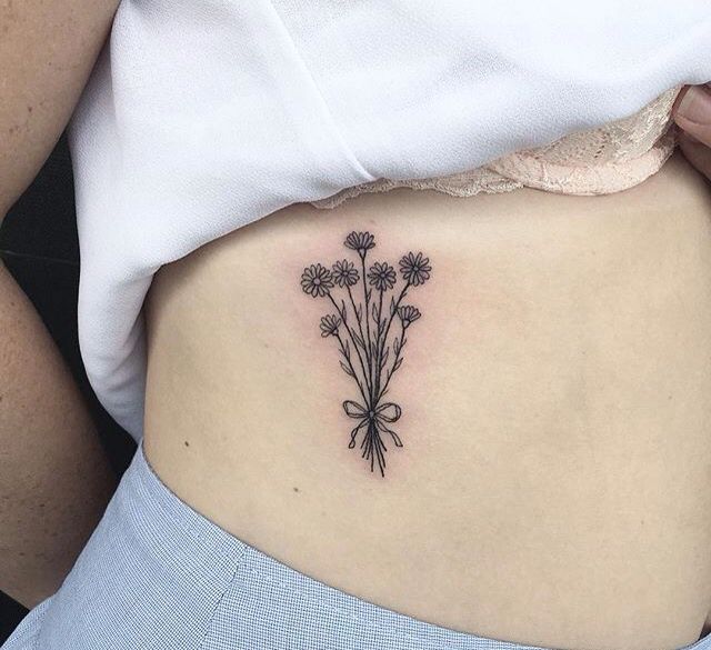 Small Daisy Tattoos On Girl Hip