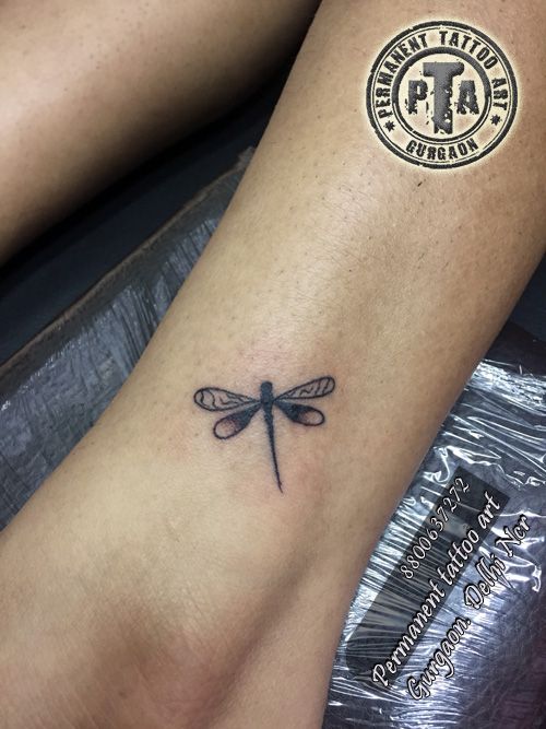 Small Dragonfly Tattoo On Side Leg