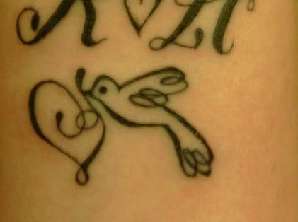 Small Heart And Small Dove Tattoo
