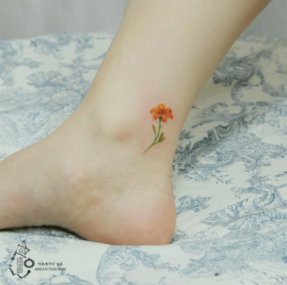 Small Lily Tattoo On Ankle
