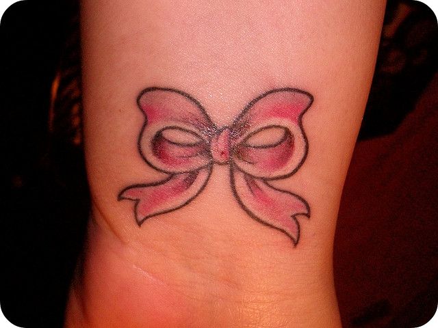 Small Pink Bow Tattoo