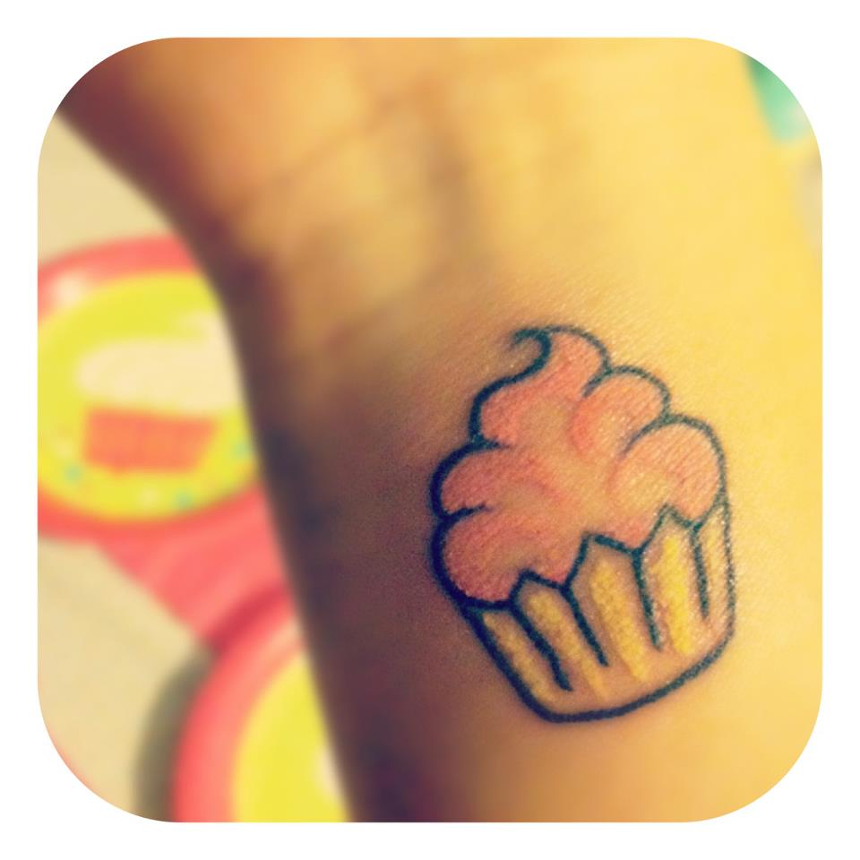Tiny Cupcake Tattoo On Wrist