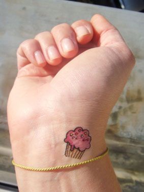 Tiny Realistic Cupcake Tattoo On Wrist