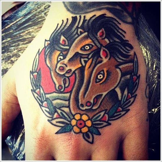 Traditional Horse Head Tattoo On Left Hand