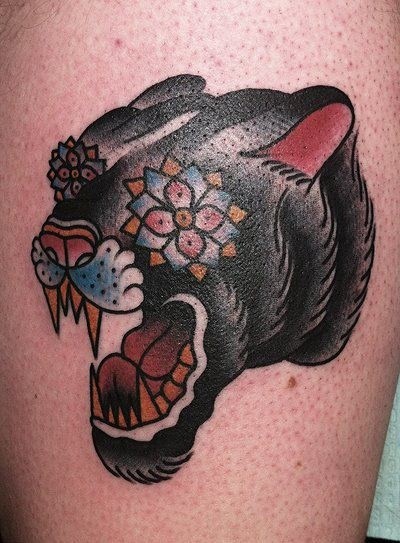 Traditional Panther Head Tattoo Idea