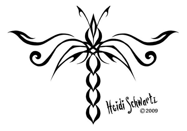 Tribal Dragonfly Tattoo Design by Heidi Sehwartz