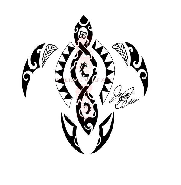 Tribal Polynesian Turtle Tattoo Design