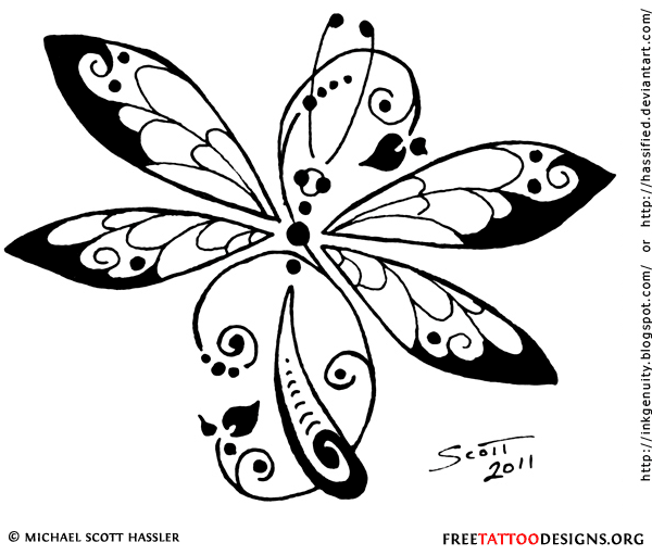 Unique Tribal Dragonfly Tattoo Design