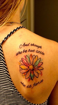 Watercolor Daisy Flower Tattoo On Right Back Shoulder