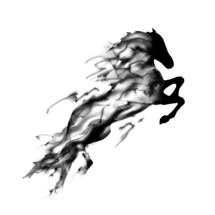 Watercolor Grey And Black Horse Tattoo Design