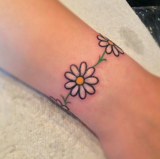 White Daisy Flower Tattoo On Ankle