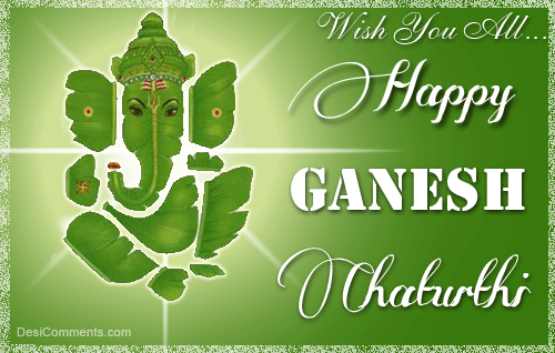 Wish You All Happy Ganesh Chaturthi Glitter Ecard