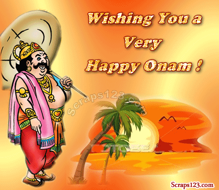Wishing You A Very Happy Onam King Mahabali Glitter