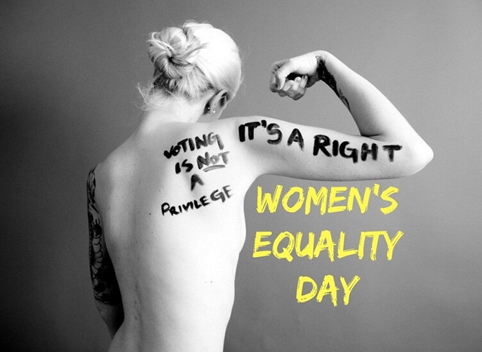 Women's Equality Day Woman With Lettering On Back And Arm