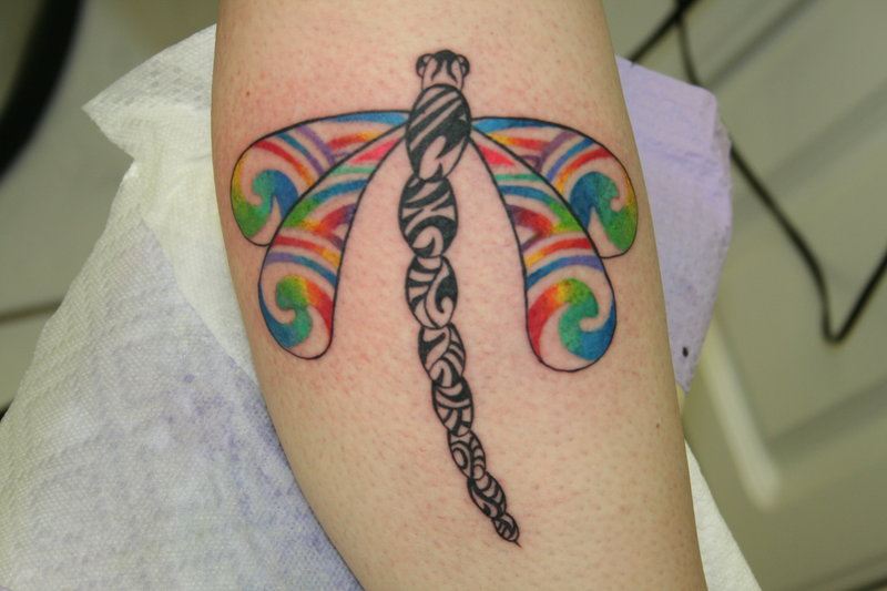 Wonderful Dragonfly Tattoo On Side Leg