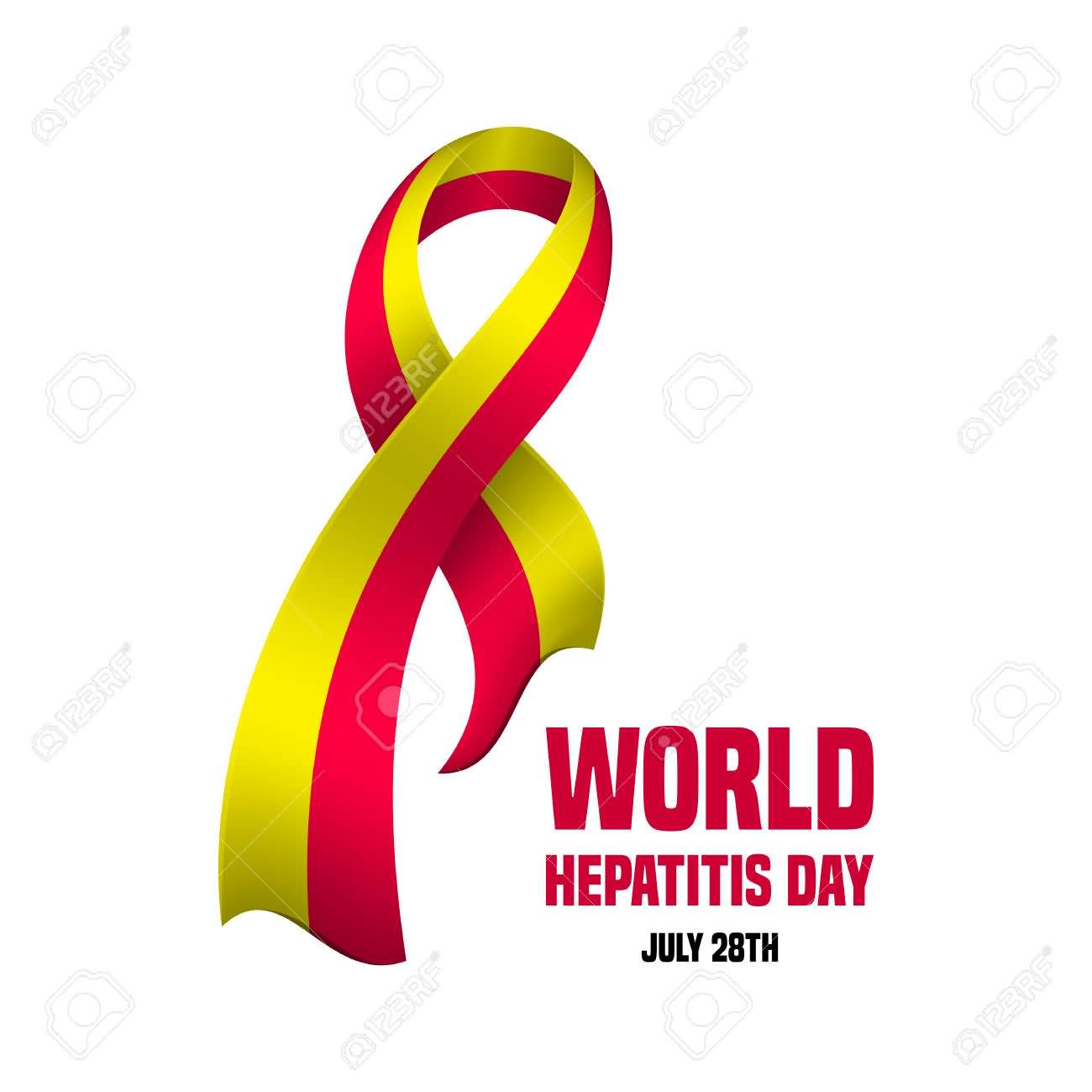 World Hepatitis Day July 28th Pink And Yellow Ribbon Design