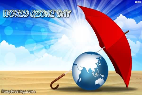 World Ozone Day Earth Globe Under Red Umbrella