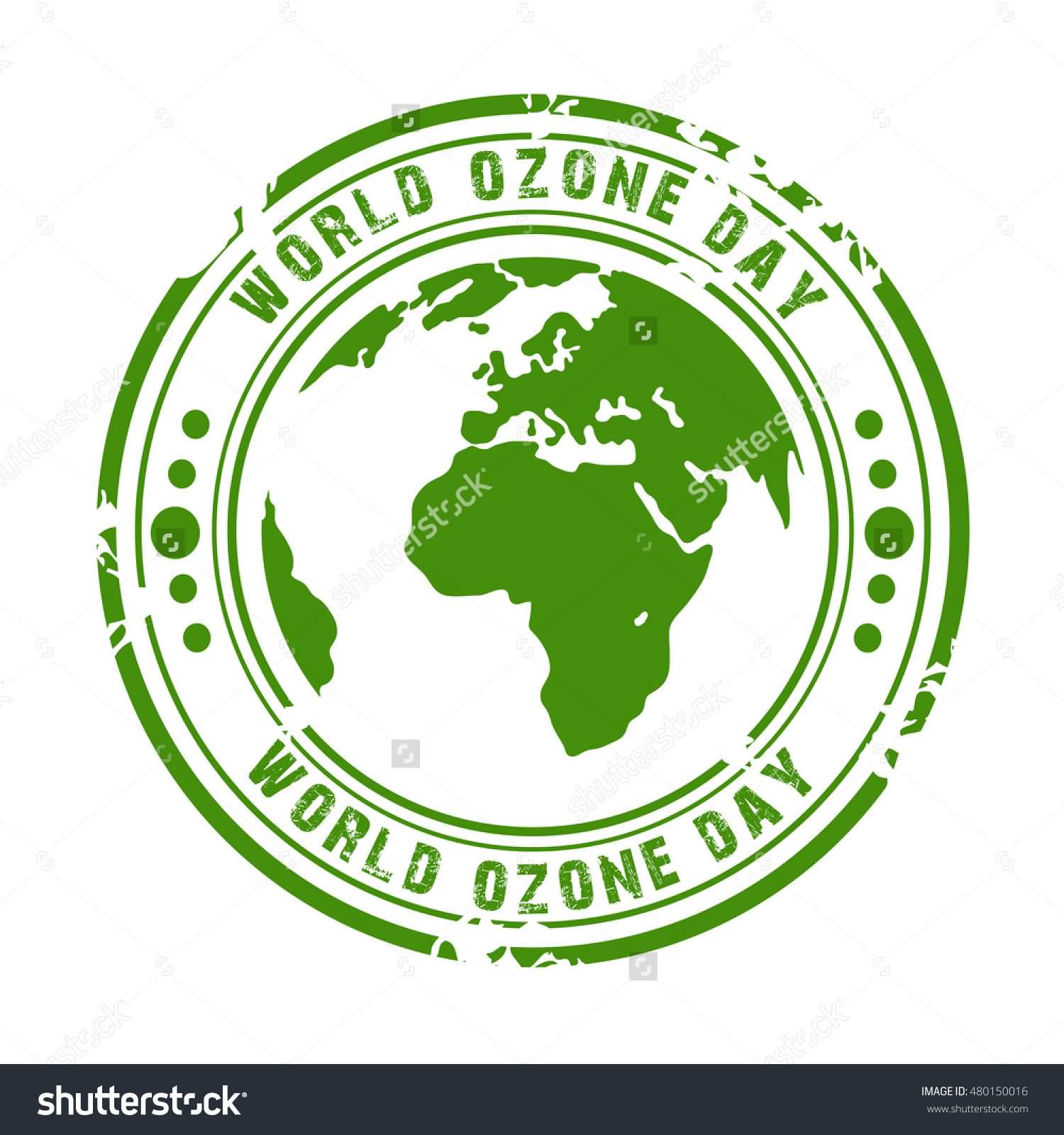 World Ozone Day Green Round Stamp