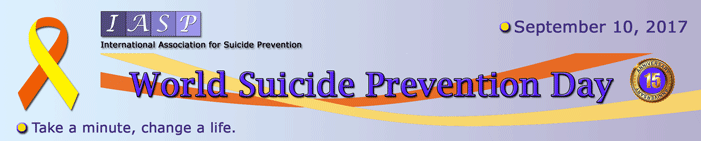 World Suicide Prevention Day 10, September 2017 Take A Minute, Change A Life Header Image