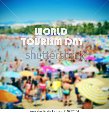 World Tourism Day Crowded Beach In Background