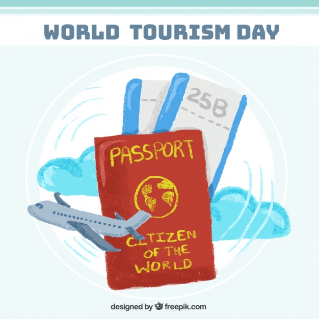 World Tourism Day Passport And Aeroplane Illustration