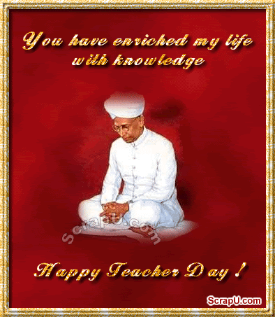 You Have Enriched My Life With Knowledge Happy Teacher Day Glitter Ecard