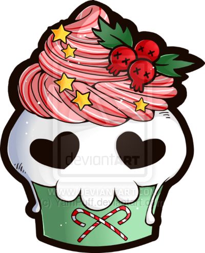 Zombie Sugar Skull Cupcake Tattoo Design