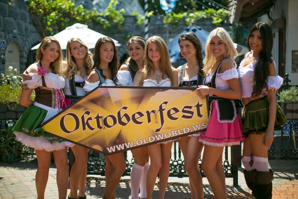 Beautiful Group Of Girls Wishing You Happy Oktoberfest