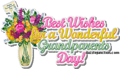 Best wishes for a woderful Grandparents Day flowers glitter