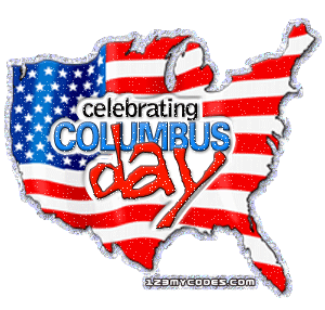 Celebrating Columbus Day American Map In Background Glitter