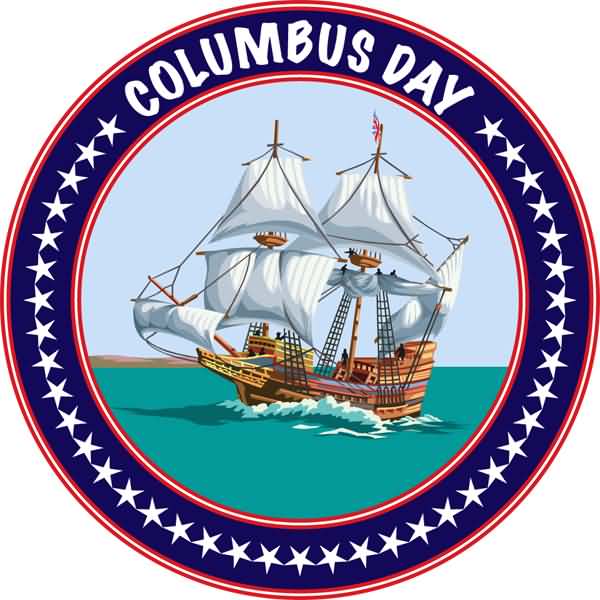 Columbus Day Round Stamp Picture