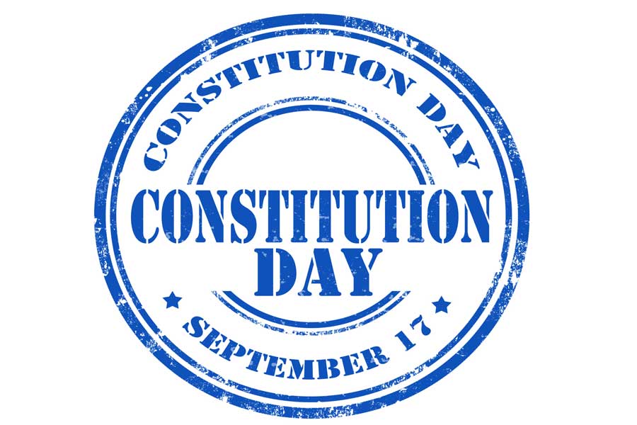 Constitution Day September 17 Blue Grunge Stamp