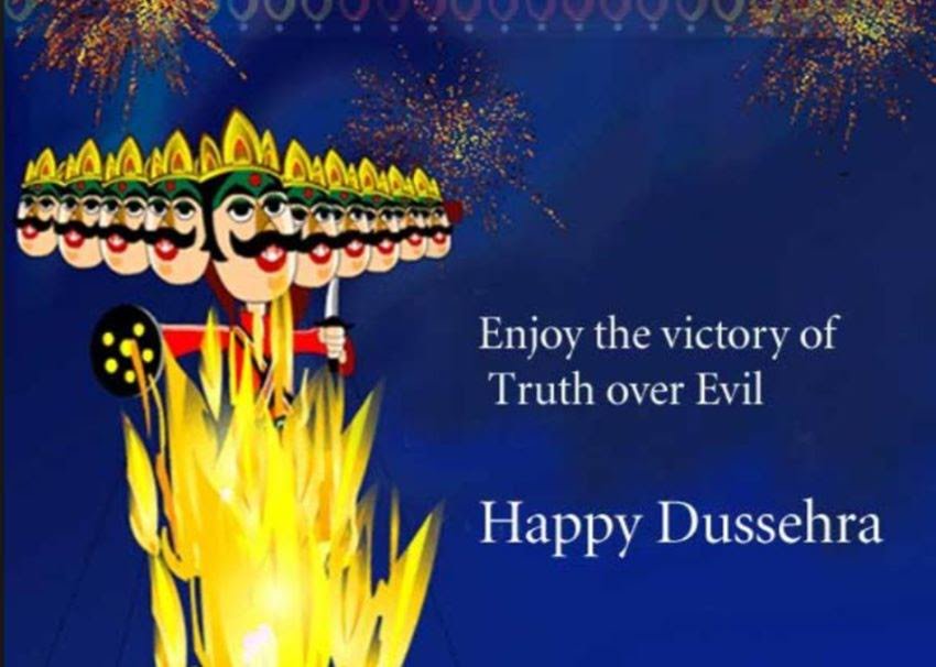 Enjoy The Victory Of Truth Over Evil Happy Dussehra Greeting Card