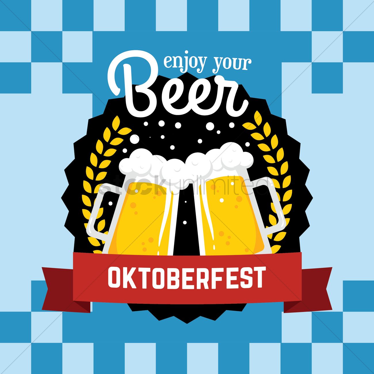 Enjoy Your Beer Oktoberfest Wishes Illustration