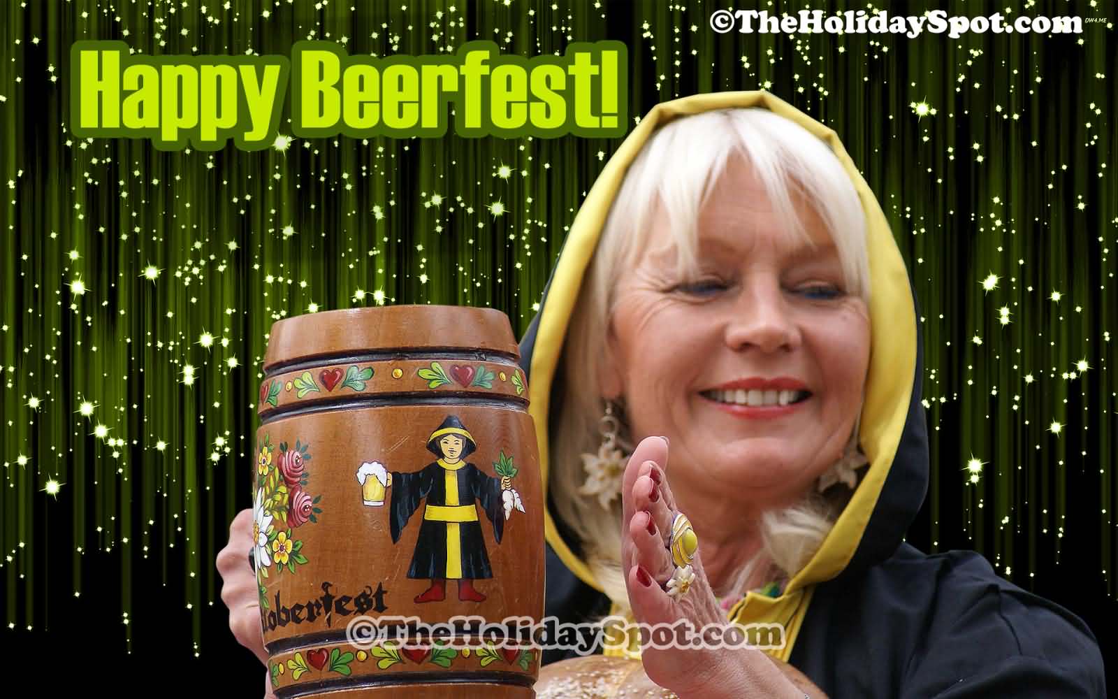 Happy Beerfest Oktoberfest Woman With Beer Mug
