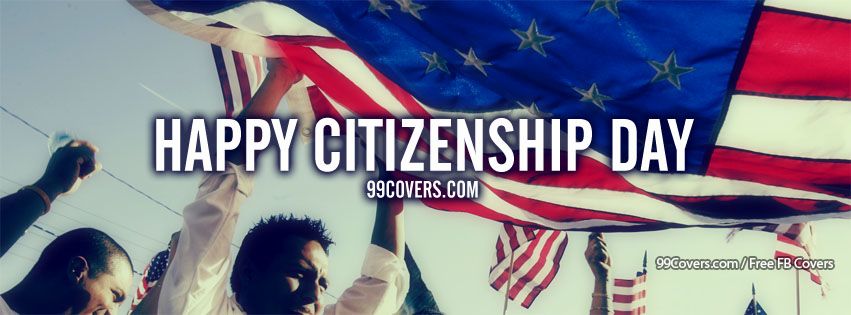 Happy Citizenship Day American Flag In Background Facebook Cover Picture
