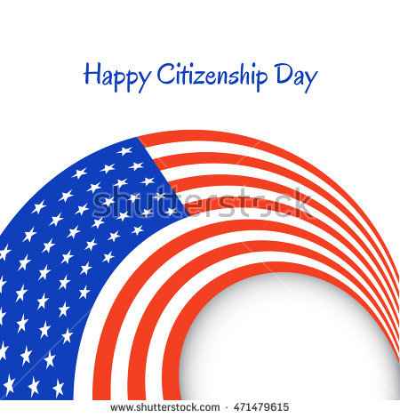 Happy Citizenship Day American Flag Stripes Illustration