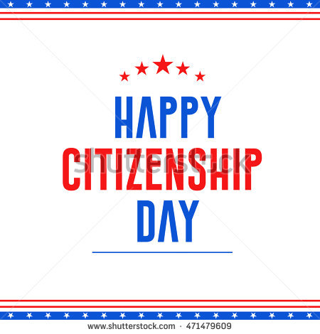 Happy Citizenship Day American Flag Text Poster