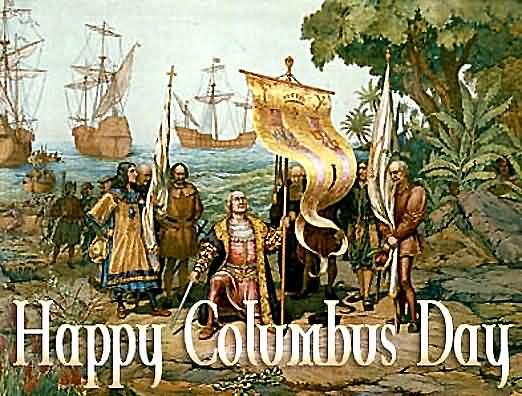 Happy Columbus Day Painting In Background