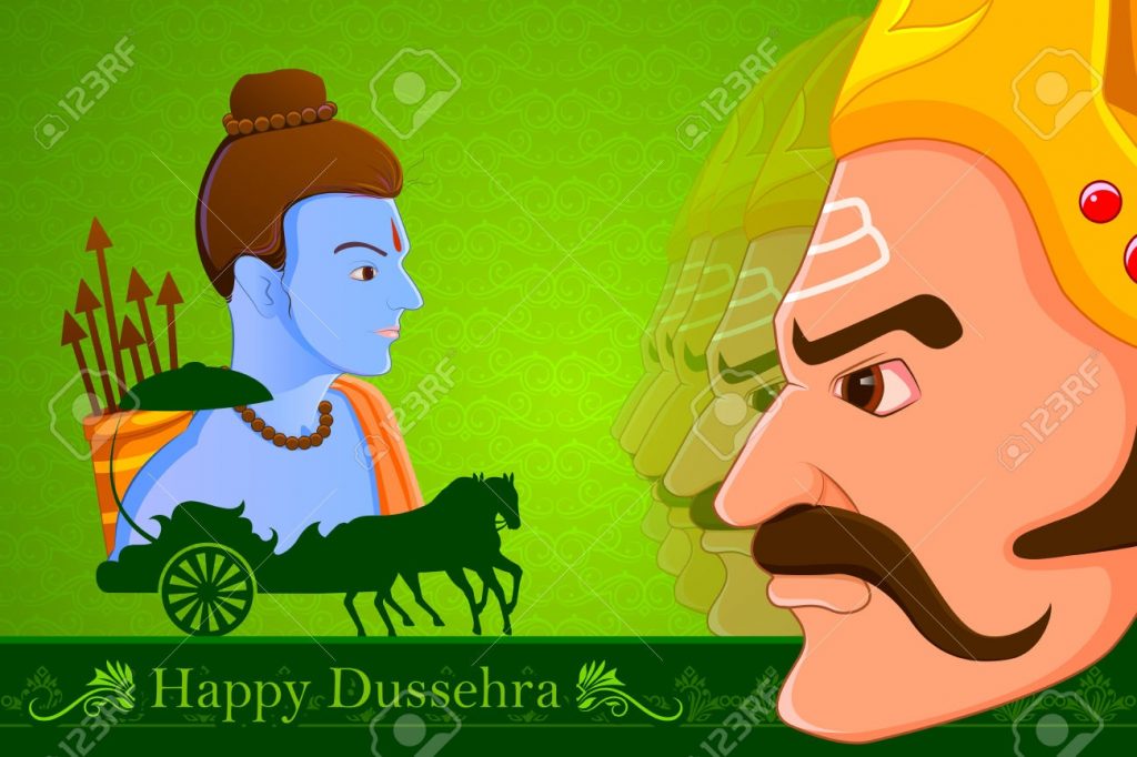 Happy Dussehra Rama And Ravana Illustration