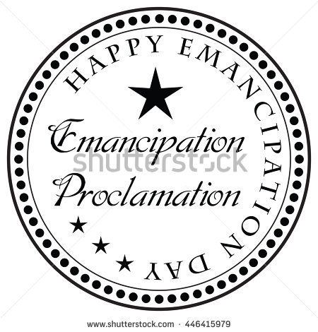 Happy Emancipation Day Emancipation Proclamation Round Stamp Illustration