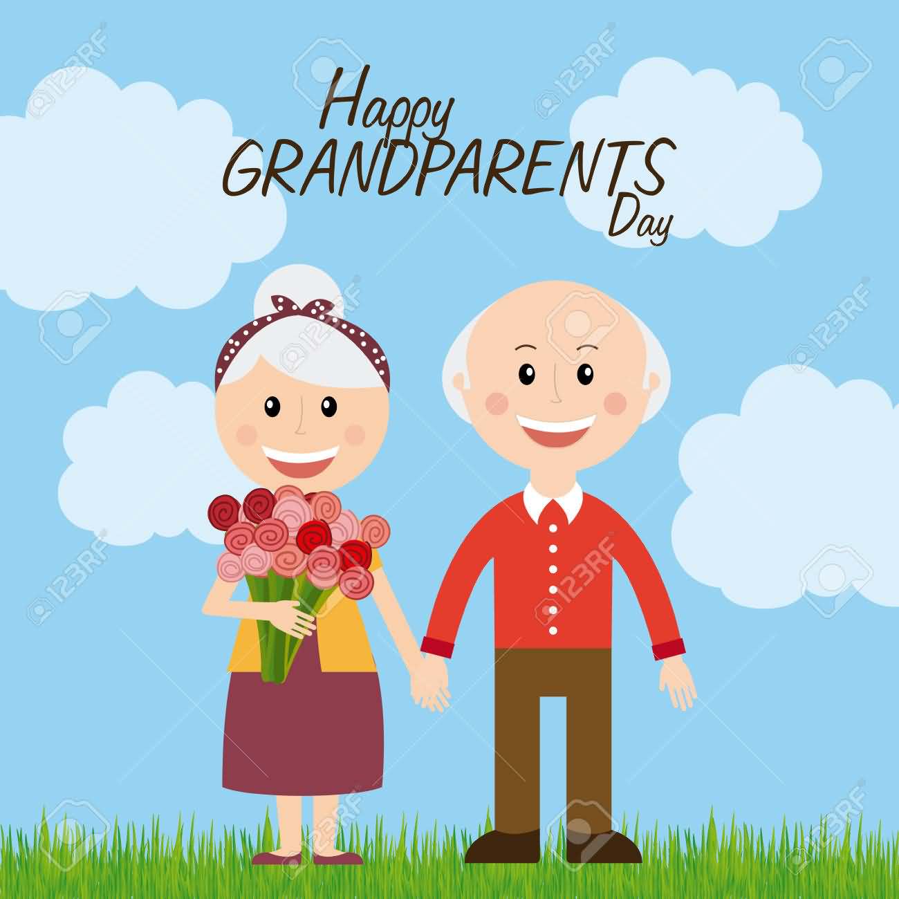 Happy Grandparents Day grandma and grandpa illustration