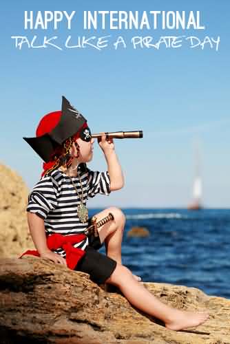 Happy International Talk Like A Pirate Day Kid With Binocular Picture