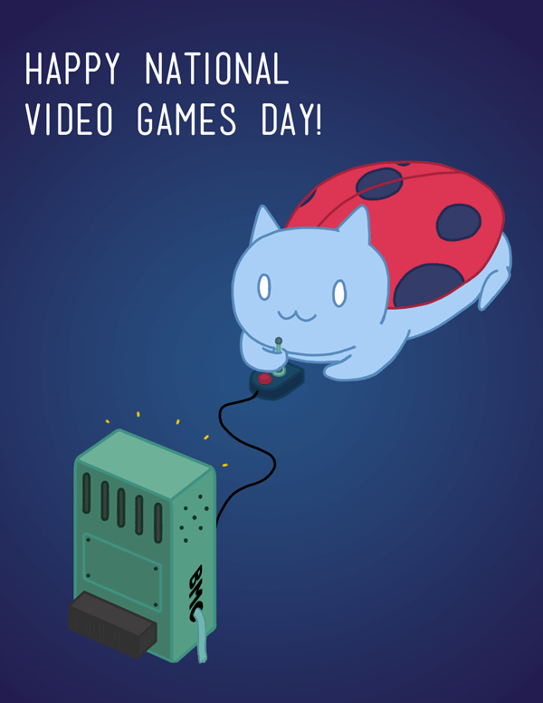 Happy National Video Games Day Cat Playing Games Animated Picture