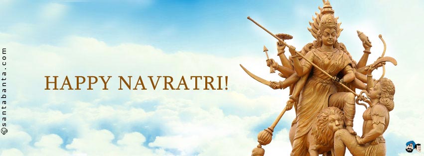 Happy Navratri goddess durga statue facebook cover picture