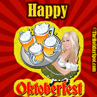 Happy Oktoberfest Girl With Beer Mugs Glitter